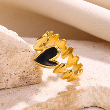 New In Classic Gold Colour Stainless Steel Vintage Heart Cute Romantic Rings For Women - Jewellery for Daily Use - The Jewellery Supermarket